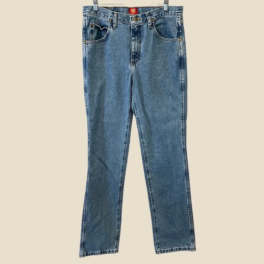 Wrangler 36MWZ Cowboy Cut Slim Fit Jeans Mens 32x36 Stonewash Blue Denim NEW